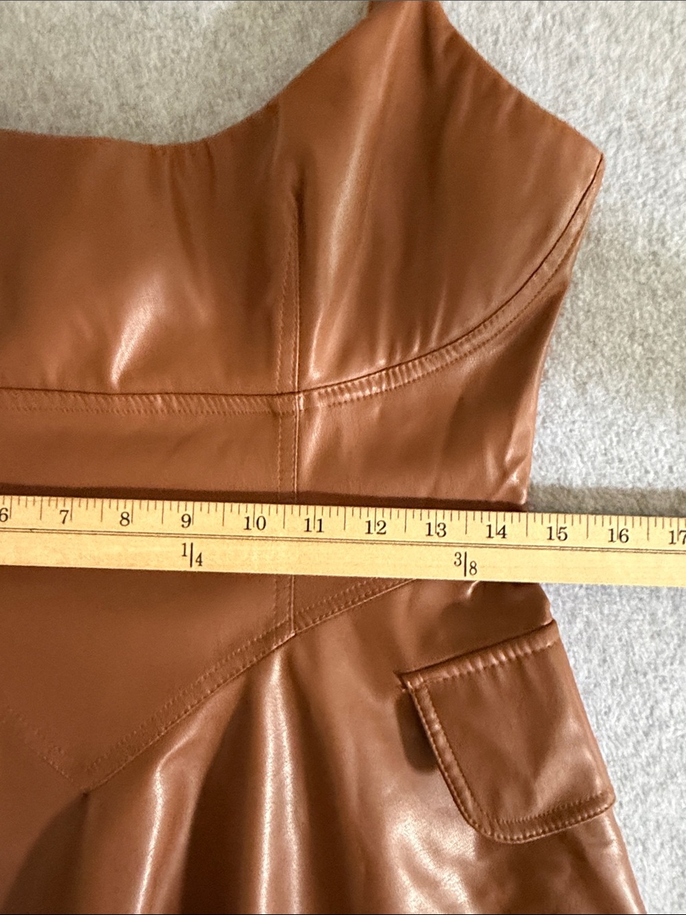 Jus Des Pommes Faux Leather Brown Dress Small Edgy Feminine Earthy Grunge Indie - Picture 13 of 15
